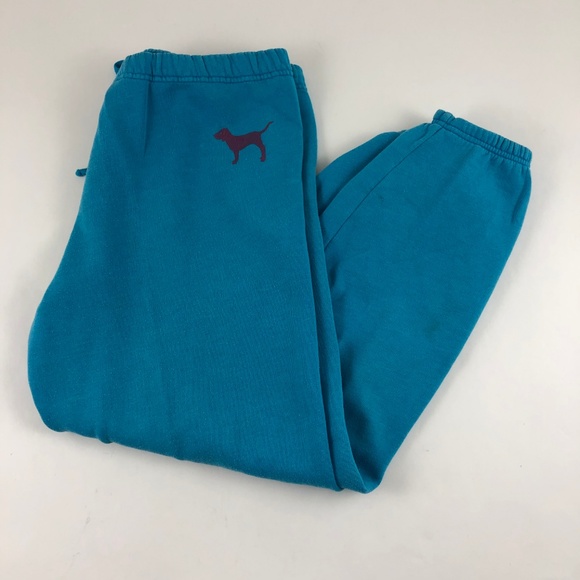 PINK Victoria's Secret Pants - PINK Victoria's Secret Blue Drawstring Dog Logo